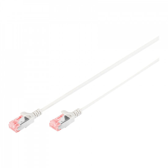 Digitus CAT 6 U-UTP Slim patch cord Patch cord Modular RJ45 (8/8) plug Transparent red coloured connector for easy identification of Category 6 (250 MHz). Inner conductors: Copper (Cu) 2 m Grey