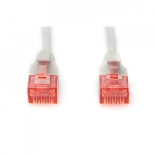 Digitus CAT 6 U-UTP Slim patch cord Patch cord Modular RJ45 (8/8) plug Transparent red coloured connector for easy identification of Category 6 (250 MHz). Inner conductors: Copper (Cu) 2 m Grey