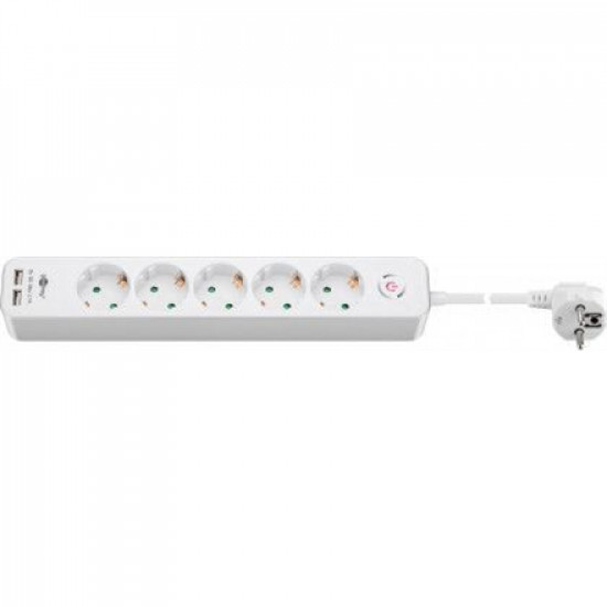 Goobay 5-way power strip with switch and 2 USB ports 1.5 m