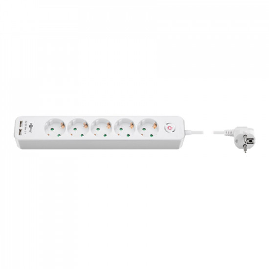 Goobay 5-way power strip with switch and 2 USB ports 1.5 m