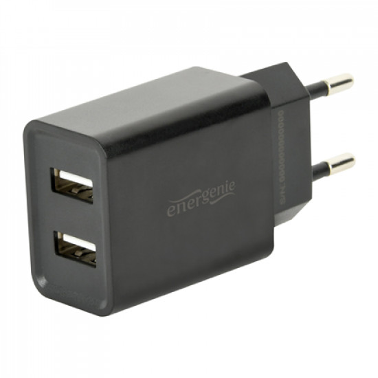 EnerGenie 2-port universal USB charger EG-U2C2A-03-BK