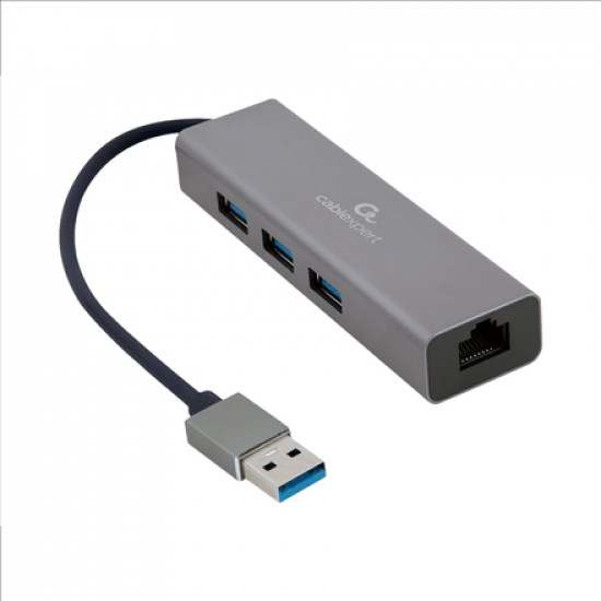 Cablexpert USB AM Gigabit network adapter with 3-port USB 3.0 hub A-AMU3-LAN-01