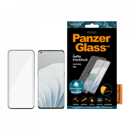 PanzerGlass Screen protector OnePlus 9 Pro Glass Black Case friendly Protects the entire screen Antibacterial glass 100% touch Shock absorbing