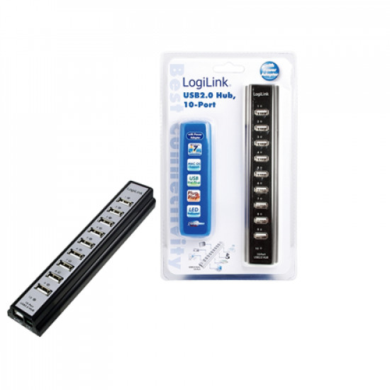 Logilink USB 2.0 Hub-10 port whit power adapter