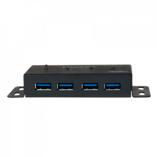 HUB 4Port LogiLink SuperSpeed montierbar aktiv mit Netzteil Black