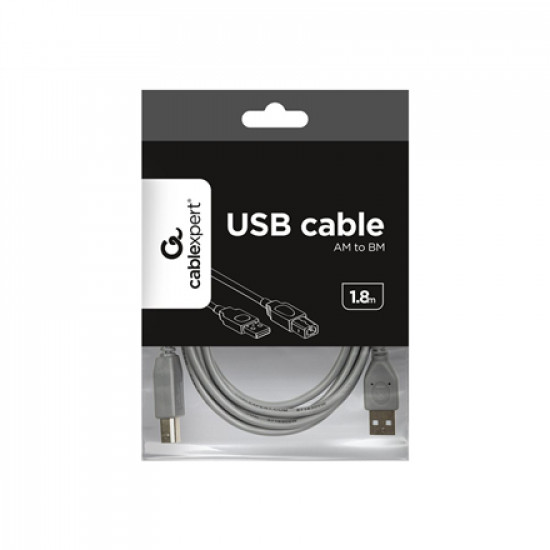 Cablexpert CCP-USB2-AMBM-6G USB 2.0 A-plug B-plug 6ft cable, grey color Cablexpert