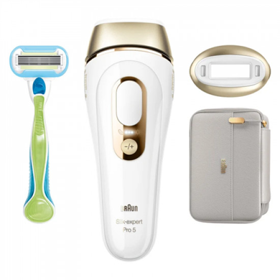 Braun Epilator PL5054 Silk-expert Pro 5 IPL Bulb lifetime (flashes) 400.000 Number of power levels 10 White/Gold