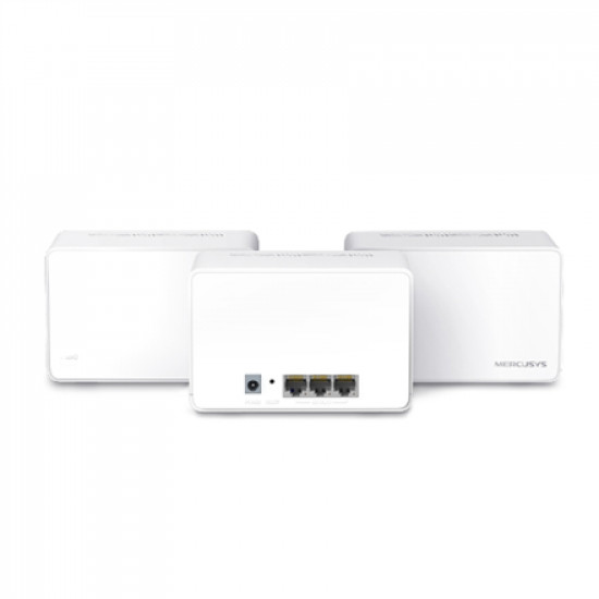 Mercusys AX3000 Whole Home Mesh WiFi 6 System with PoE Halo H80X (3-Pack) 802.11ax 574+2402 Mbit/s 10/100/1000 Mbit/s Ethernet LAN (RJ-45) ports 3 Mesh Support Yes MU-MiMO Yes No mobile broadband Antenna type Internal