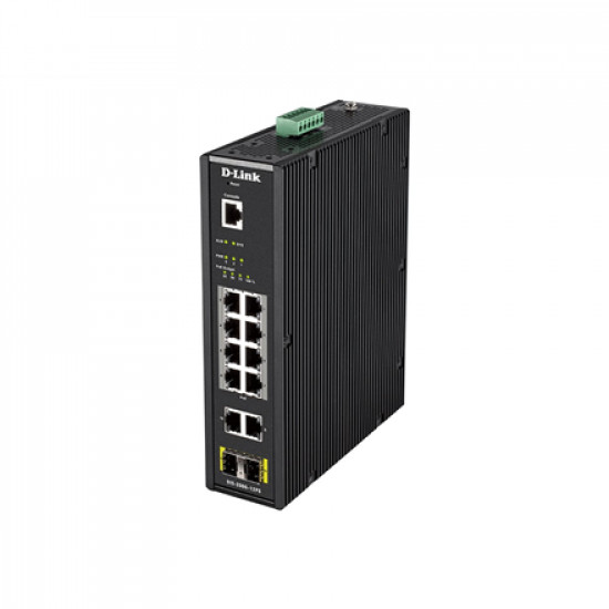 D-LINK DIS-200G-12PS L2 Managed Industrial Switch with 10 10/100/1000Base-T and 2 1000Base-X SFP ports D-Link Switch DIS-200G-12PS Managed L2 Wall mountable