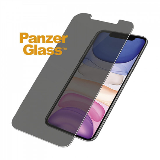 PanzerGlass P2662 Screen protector Apple iPhone Xr/11 Tempered glass Transparent Confidentiality filter Anti-shatter film (holds the glass together and protects against glass shards in case of breakage) Easy Installation with full adhesive Compatible with