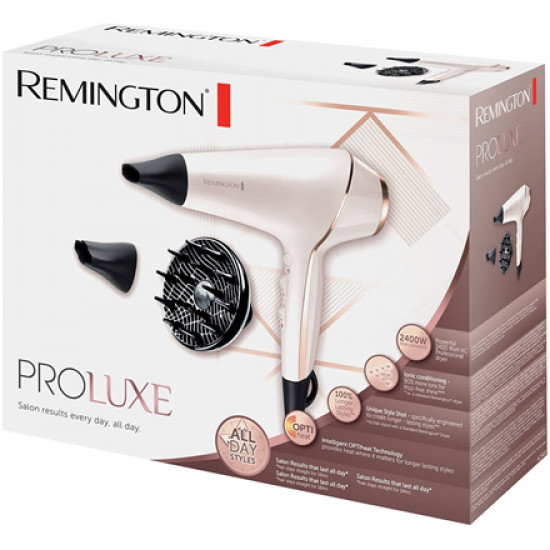 Remington Hair dryer ProLuxe AC9140 2400 W Number of temperature settings 3 Ionic function Diffuser nozzle White/Gold/Black