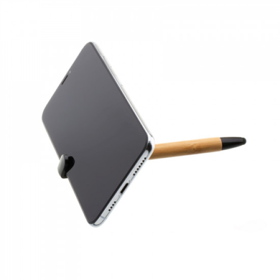 Fixed Pen With Stylus and Stand 3 in 1 Pencil Bamboo Stylus for capacitive displays Stand for phones and tablets