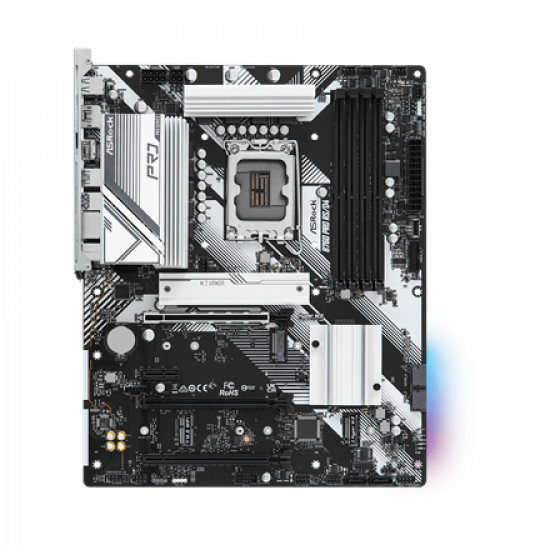 ASRock B760 PRO RS/D4 Processor family Intel Processor socket LGA1700 DDR4 DIMM Memory slots 4 Supported hard disk drive interfaces SATA, M.2 Number of SATA connectors 4 Chipset Intel B760 ATX