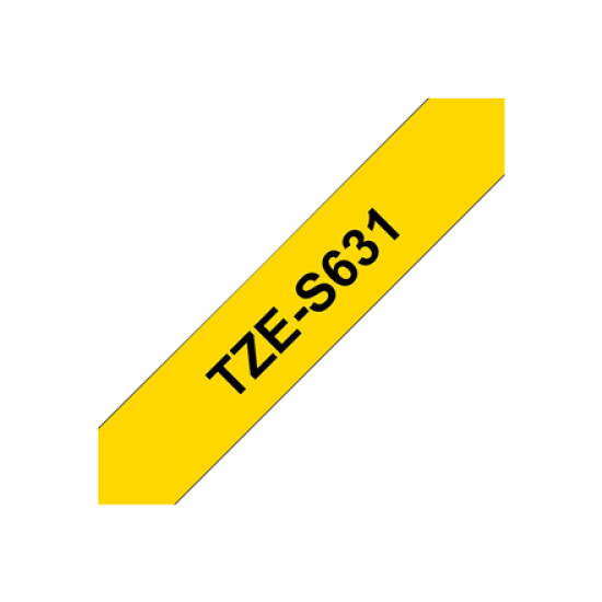 Brother | TZe-S631 Strong Adhesive Laminated Tape | Black on Yellow | TZe | 8 m | 1.2 cm