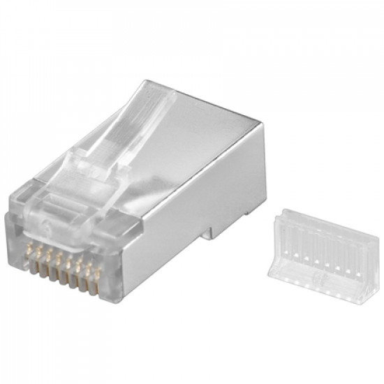 Goobay 68079 RJ45 plug, CAT 5e STP shielded, transparent Goobay