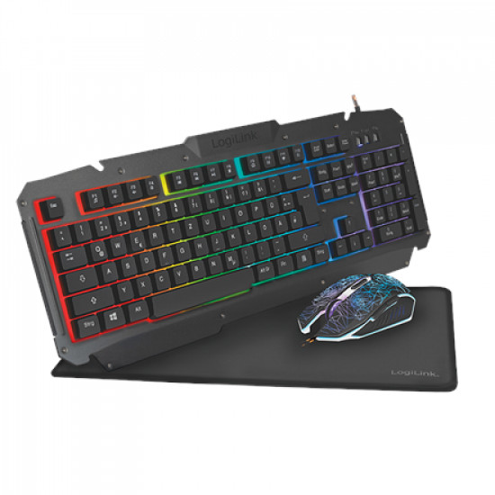 Logilink | Metal | Gaming-Set, keyboard, mouse and mouspad | ID0185 | Keyboard, Mouse and Pad Set | Wired | Mouse included | DE | Numeric keypad