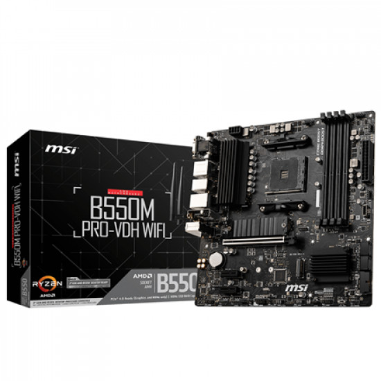 MSI | B550M PRO-VDH WIFI | Processor family AMD | Processor socket AM4 | DDR4 | Memory slots 4 | Number of SATA connectors | Chipset AMD B | Micro ATX