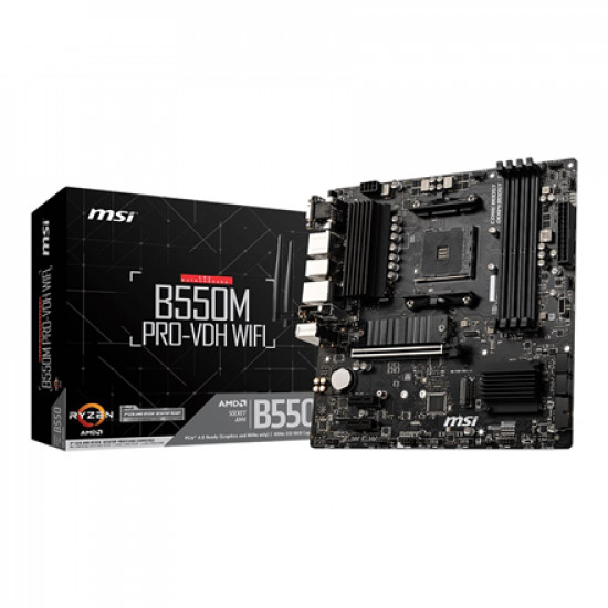 MSI | B550M PRO-VDH WIFI | Processor family AMD | Processor socket AM4 | DDR4 | Memory slots 4 | Number of SATA connectors | Chipset AMD B | Micro ATX