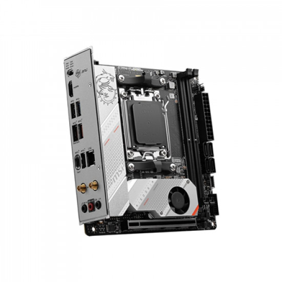 MSI | MPG B650I EDGE WIFI | Processor family AMD | Processor socket AM5 | DDR5 DIMM | Memory slots 2 | Supported hard disk drive interfaces SATA, M.2 | Number of SATA connectors 4 | Chipset AMD B650 | Mini-ITX