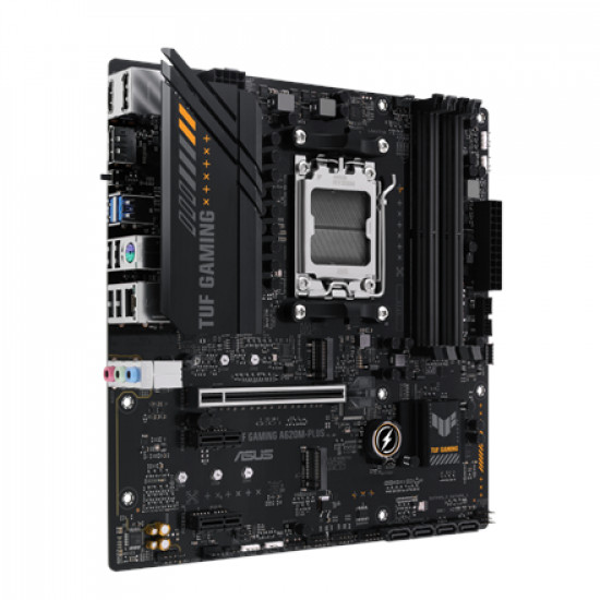 Asus | TUF GAMING A620M-PLUS | Processor family AMD | Processor socket AM5 | DDR5 DIMM | Memory slots 4 | Supported hard disk drive interfaces 	SATA, M.2 | Number of SATA connectors 4 | Chipset  AMD A620 | Micro-ATX