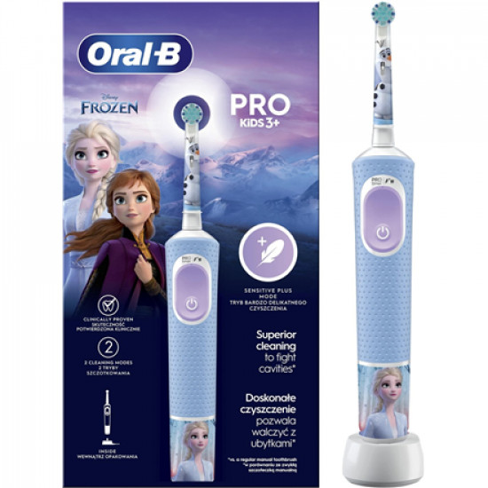 Oral-B | Electric Toothbrush | Vitality PRO Kids Frozen | Rechargeable | For children | Number of brush heads included 1 | Number of teeth brushing modes 2 | Blue