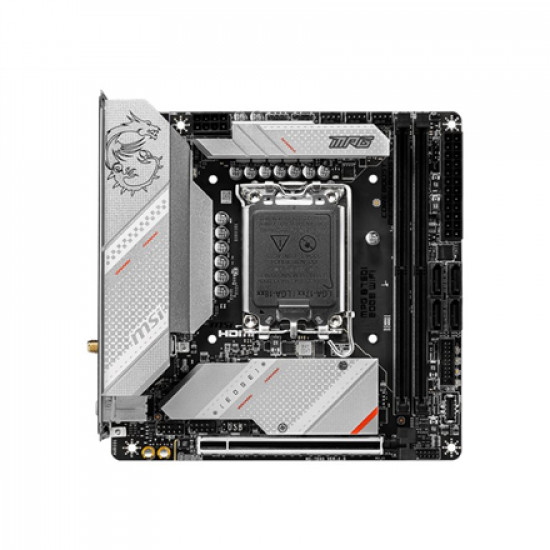 MSI | MPG B760I EDGE WIFI | Processor family Intel | Processor socket LGA1700 | DDR5 DIMM | Memory slots 2 | Supported hard disk drive interfaces SATA, M.2 | Number of SATA connectors 4 | Chipset Intel B760 | Mini-ITX