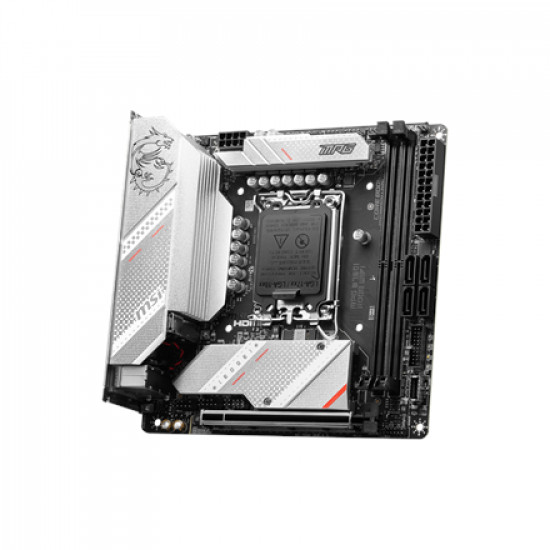 MSI | MPG B760I EDGE WIFI | Processor family Intel | Processor socket LGA1700 | DDR5 DIMM | Memory slots 2 | Supported hard disk drive interfaces SATA, M.2 | Number of SATA connectors 4 | Chipset Intel B760 | Mini-ITX