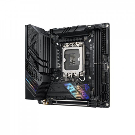 Asus | ROG STRIX B760-I GAMING WIFI | Processor family Intel | Processor socket LGA1700 | DDR5 SDRAM | Supported hard disk drive interfaces M.2, SATA | Number of SATA connectors 4