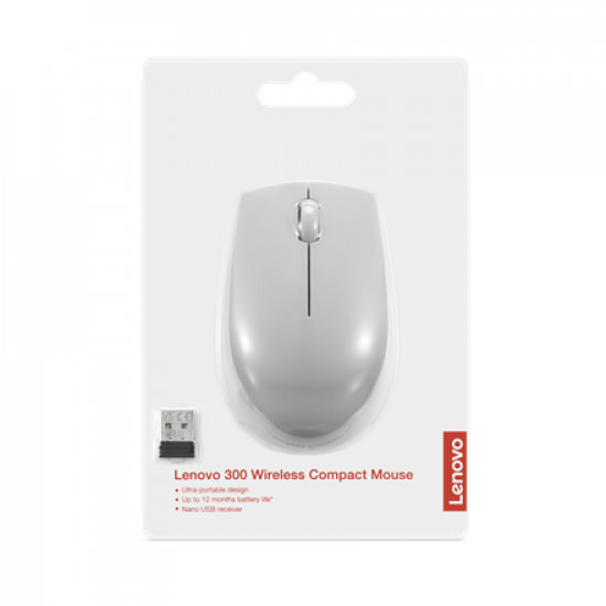 Lenovo | Compact Mouse with battery | 300 | Wireless | Arctic Grey