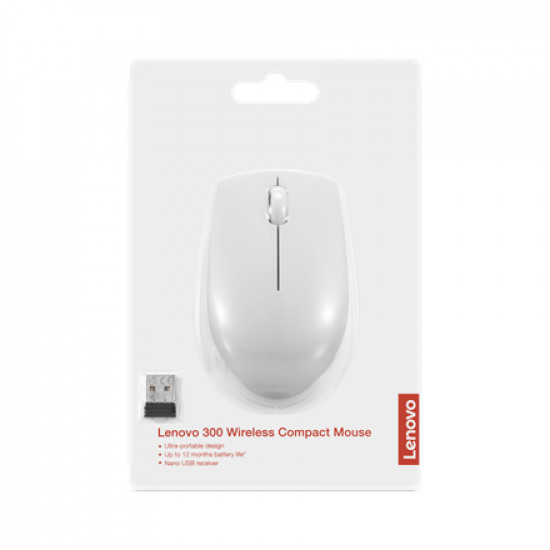 Lenovo | Compact Mouse with battery | 300 | Wireless | Cloud Grey