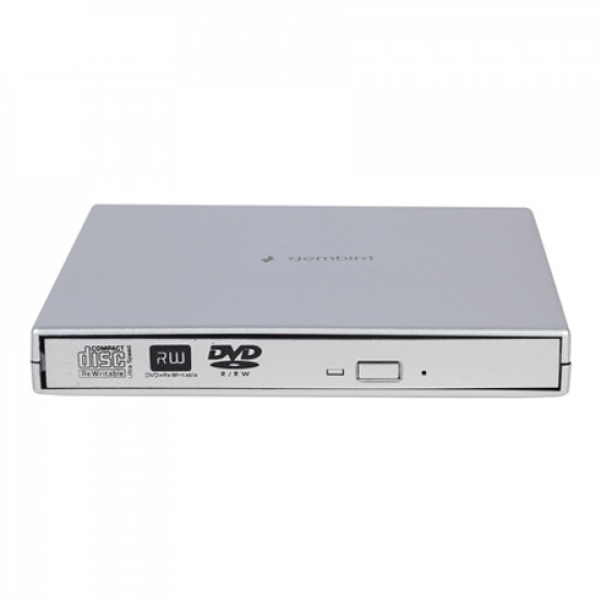 Gembird | External USB DVD Drive | DVD-USB-02-SV | Interface USB 2.0 | DVD RW ( R DL) / DVD-RAM | CD read speed 24 x | CD write speed 24 x | Silver