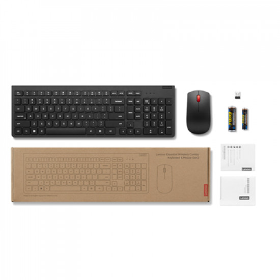 Lenovo | Essential Wireless Combo Keyboard and Mouse Gen2 | Keyboard and Mouse Set | 2.4 GHz | LT | Black