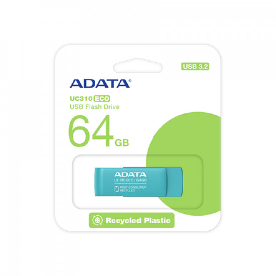 ADATA | USB Flash Drive | UC310 ECO | 64 GB | USB 3.2 Gen1 | Green