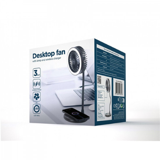 Gembird | TA-WPC10-LEDFAN-01 Desktop Fan With Lamp And Wireless Charger | N/A | Phone or tablet with built-in Qi wireless charging