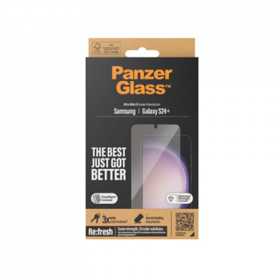 PanzerGlass | Screen Protector | Samsung | Galaxy S24 Plus | Polyethylene terephthalate (PET) | Transparent | Ultra-Wide FitwA