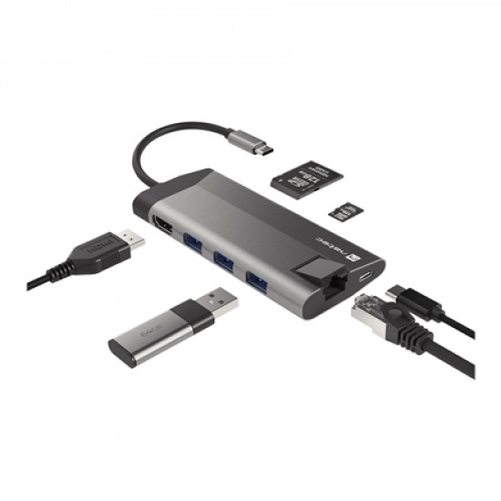 Natec USB-C Multiport Adapter | NMP-1690 | 0.15 m | Grey | USB Type-C