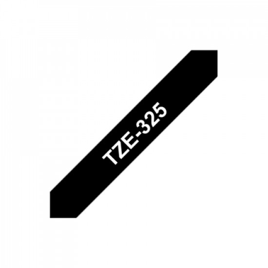 Brother | TZe-325 Laminated Tape | White on Black | TZe | 8 m | 9 cm