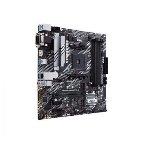 Asus | PRIME B550M-A | Processor family AMD | Processor socket AM4 | DDR4 | Memory slots 4 | Supported hard disk drive interfaces M.2, SATA | Number of SATA connectors 4 | Chipset AMD B | Micro ATX