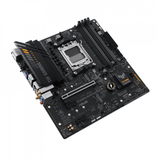 Asus | TUF GAMING A620M-PLUS WIFI | Processor family AMD | Processor socket AM5 | DDR5 DIMM | Memory slots 4 | Supported hard disk drive interfaces SATA, M.2 | Number of SATA connectors 4 | Chipset AMD A620 | Micro-ATX