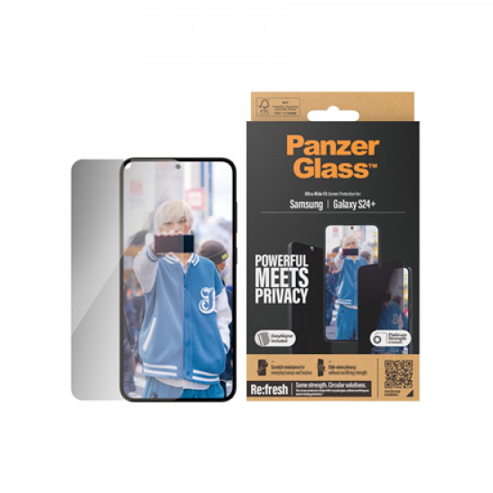 PanzerGlass Privacy Screen Protector Samsung Galaxy S 2024 Plus | Ultra-Wide Fit wA PanzerGlass