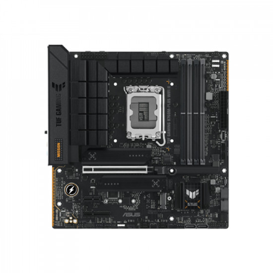 ASUS TUF GAMING B760M-PLUS WIFI II | Asus | Processor family Intel B760 | Processor socket 1 x LGA1700 Socket | 4 DIMM slots - DDR5, non-ECC, on-die ECC, unbuffered | Supported hard disk drive interfaces SATA-600 (RAID), 3 x M.2 | Number of SATA connectors 4