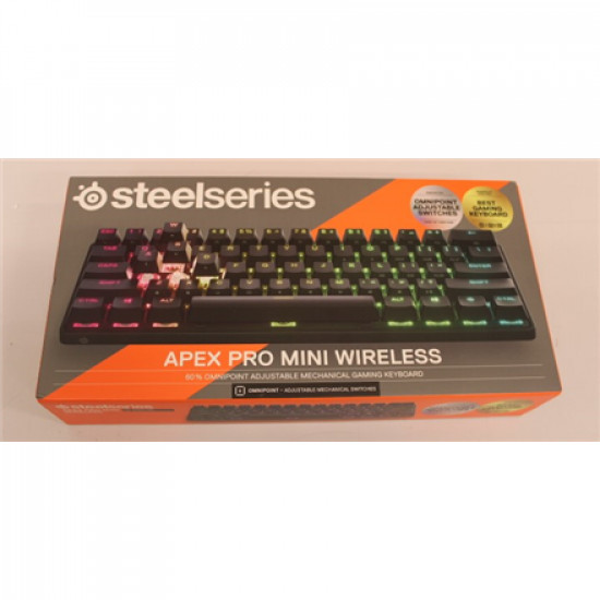 SALE OUT.SteelSeries Apex Pro Mini Gaming Keyboard, US Layout, Wireless, Black | Gaming Keyboard | Apex Pro Mini | Gaming keyboard | RGB LED light | US | Black | Wireless | DEMO | Bluetooth | OmniPoint Adjustable Mechanical Switch | Wireless connection | 