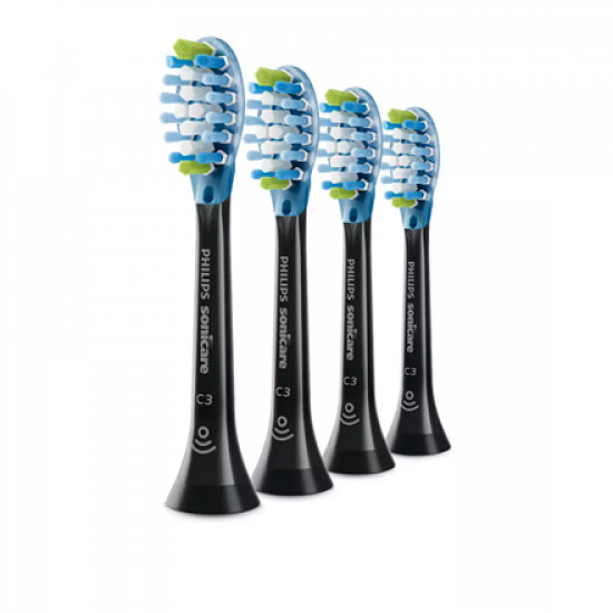 Philips | HX9044/33 Sonicare C3 Premium Plaque | Toothbrush Heads | Heads | For adults | Number of brush heads included 4 | Number of teeth brushing modes Does not apply | Sonic technology | Black