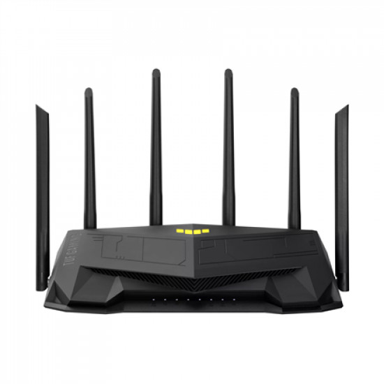 Wireless Wifi 6 Dual Band Gaming Router | TUF-AX6000 | 802.11ax | 1148+4804 Mbit/s | 10/100/1000 Mbit/s | Ethernet LAN (RJ-45) ports 5 | Mesh Support Yes | MU-MiMO Yes | No mobile broadband | Antenna type External