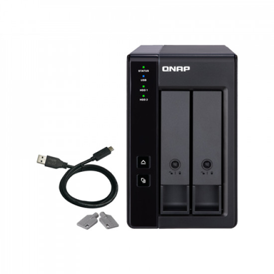 QNAP 2 Bay USB Type-C Direct Attached Storage with Hardware RAID | TR-002 | Micro | 6 GB | Black