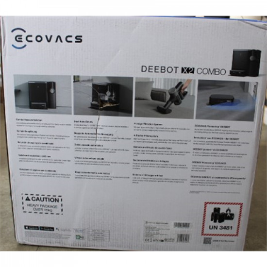 SALE OUT. Ecovacs DEEBOT X2 COMBO Vacuum cleaner,Robot+Handheld,Wet&Dry,Robot Operating 210 min,Dust bin 0,42L,6400 mAh,Black+Dual Auto-empt,DAMAGED PACKAGING, SCRATCHED ROBOT FRONT | Ecovacs Robotic Vacuum Cleaner+Handheld | DEEBOT X2 COMBO | Wet&Dry | O