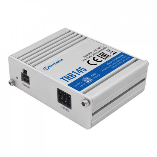 LTE Gateway: No WiFi, 4G, SIM, R485 port, Micro USB | LTE Gateway | TRB145 | No Wi-Fi | Mbit/s | Mbit/s | Ethernet LAN (RJ-45) ports 0 | Mesh Support No | MU-MiMO No | 2G/3G/4G | Antenna type 1 x SMA for LTE | 1 x Virtual network interface via micro USB