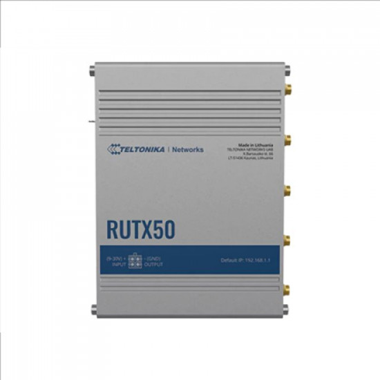 INDUSTRIAL 5G ROUTER | RUTX50 | 802.11ac | 867 Mbit/s | 10/100/1000 Mbps Mbit/s | Ethernet LAN (RJ-45) ports 5 | Mesh Support Yes | MU-MiMO Yes | 5G | Antenna type Internal