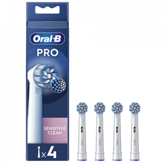 Oral-B | Replaceable toothbrush heads | EB60X-4 Sensitive Clean Pro | Heads | For adults | Number of brush heads included 4 | White