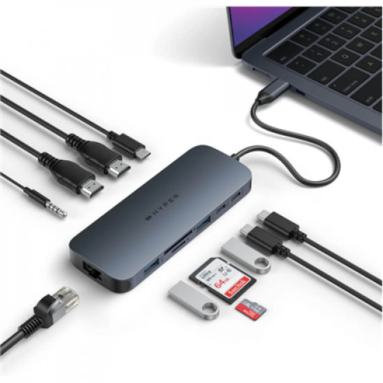 Hyper | HyperDrive Next 11 Port USB-C Hub | HD4006GL | Ethernet LAN (RJ-45) ports 1 | HDMI ports quantity 2 x 4K 60Hz